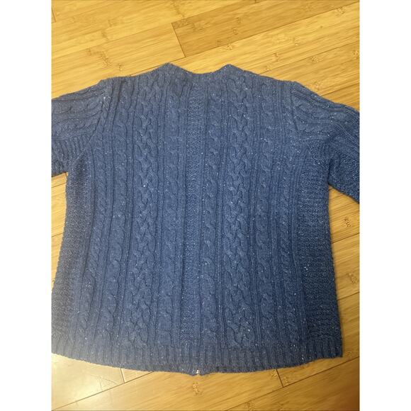 Woman’s Silk & Wool Blue Zip Up Cardigan Preppy Grandpa Grunge Sz M - Picture 8 of 8